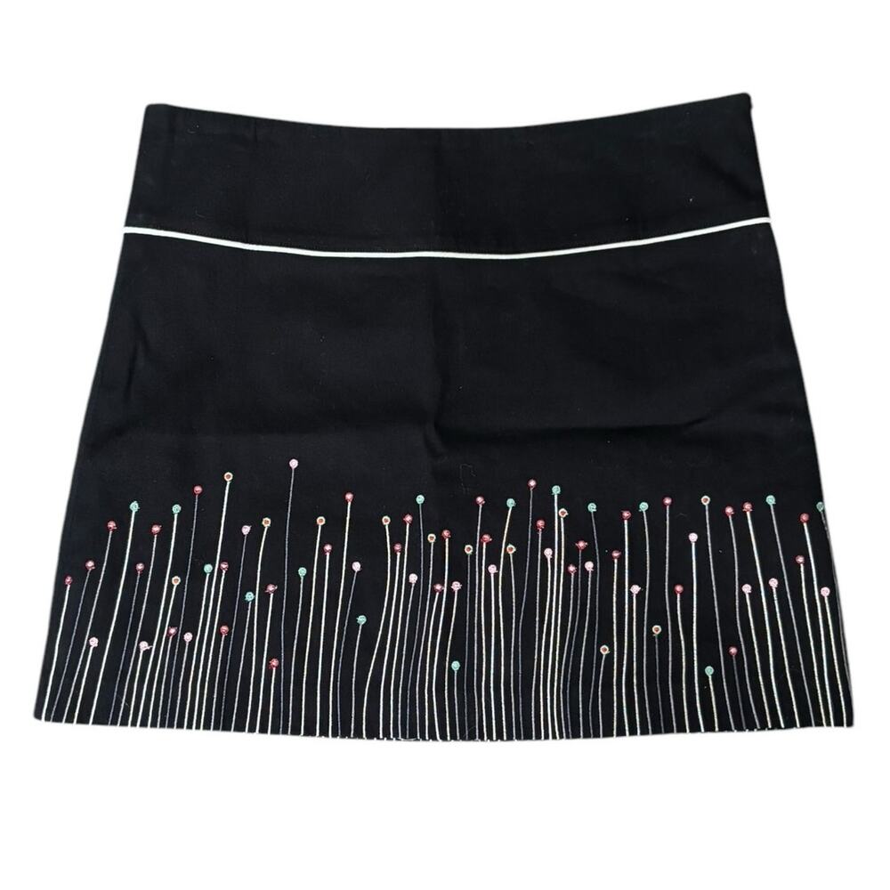 Nicola Quilter Black Embroidered Mini Skirt Fully Lined Size US 8-10 - Picture 1 of 7
